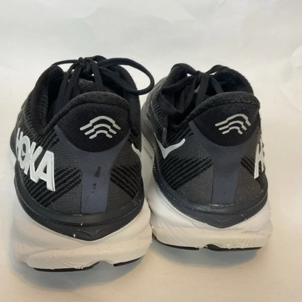 Hoka One One Clifton 9 Black/White Lace Up Running Sneakers Women 10.5B Vietnam‎